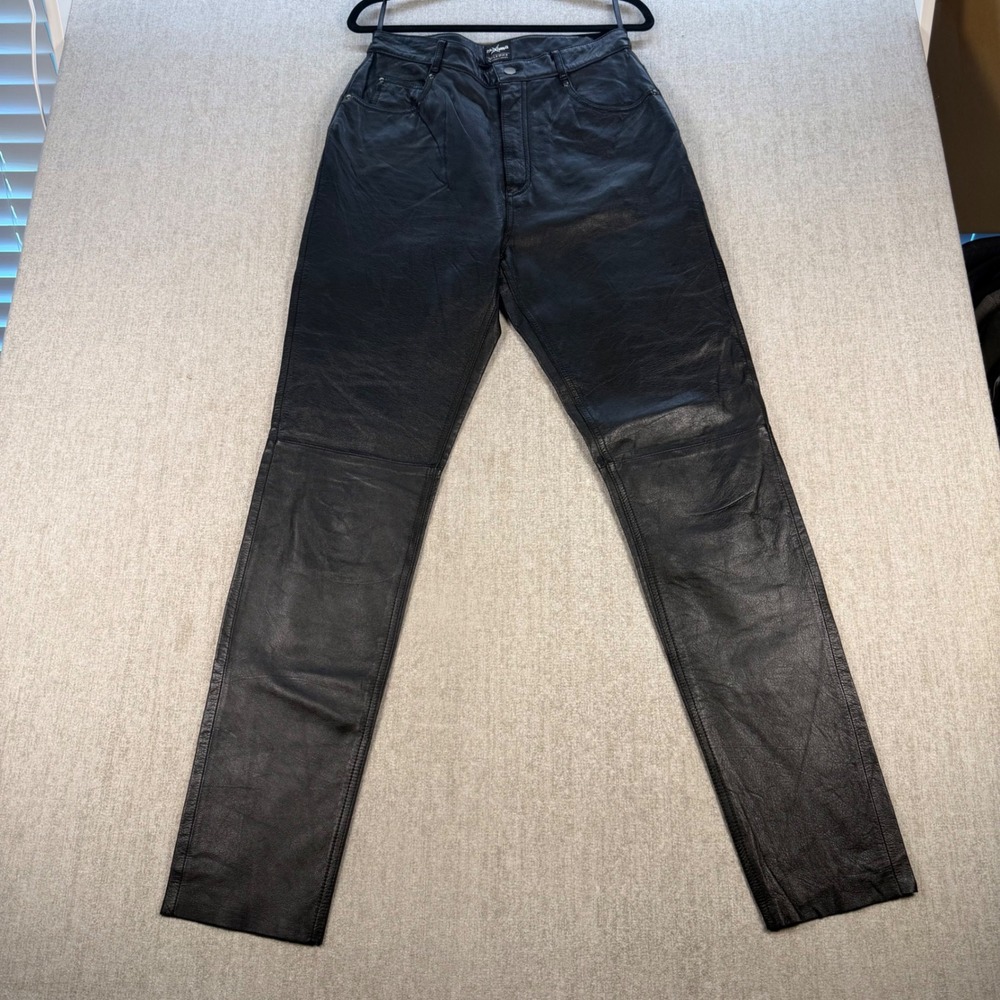 Wilsons Leather Maxima Pants Womens 12 Black Straight Leg High Rise Biker